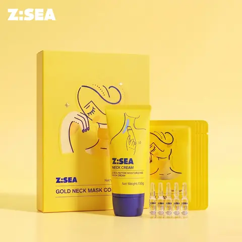 Z:SEA Luxury Neck Care Set - Lightweight Peptides Serum, Cream, Mask - Daily All-Skin Hydrating Moisturizer, Wrinkle Reduction, Lifting & Firming, Skin Restoration