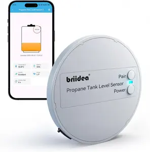 briidea Bluetooth Propane Tank Gauge, Rechargeable Wireless Sensor with Nano Silicone Adhesive Pad (Patent Pending), APP Control, Real-Time Fuel Level Monitor for BBQ Grills, RVs & Restaurants