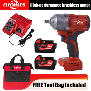 950N Cordless Impact Wrench — 1/2-Inch Brushless High-Torque Electric Wrench, Ideal for Automotive Repair and Construction (FREE Tool Bag Included)