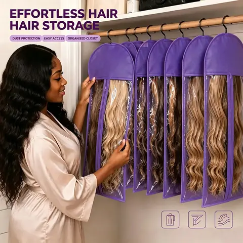 Falote Hangable Non-Woven Wig Storage Pouch (4/8PCS) - Non Woven Organizer, Moisture-Proof Dustproof Cover, Built-In Hanger, Space-Saving Travel-Friendly Accessory for Multiple Wigs
