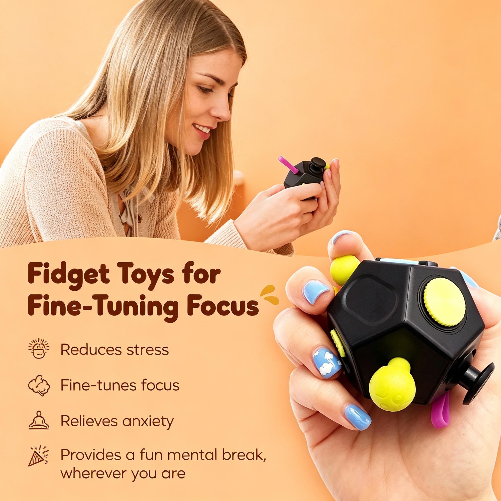 6-Sided Infinity Stress Relief Cube for Adults & Kids | Improves Focus & Mindfulness, Silent & Audible Modes, Portable with Carry Case