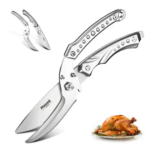 Huusk knives Kitchen Scissors All Purpose Poultry Shears Heavy Duty Ultral Sharp Detachable Kitchen Shears for Chicken Bone Turkey Silvery Stainless Steel Cooking Shear Thanksgiving