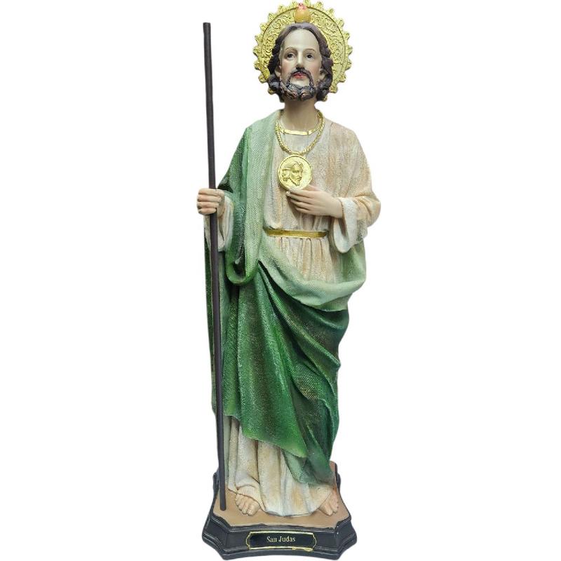 San Judas 20" Inches Tall CON CAPA (6 Estilos para Escojer)  Brand New Statue with Green and Gold Accents Religious Decor Ornaments St Jude Thaddeus With Cape Santo de los Casos Imposibles