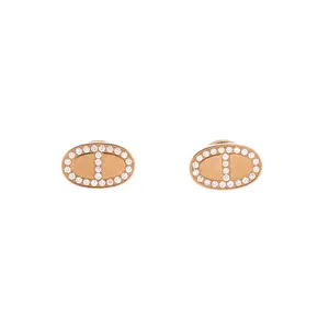 Pre-owned Hermes Chaine d'Ancre Contour Stud Earrings 18K Rose Gold and Diamonds by Rebag