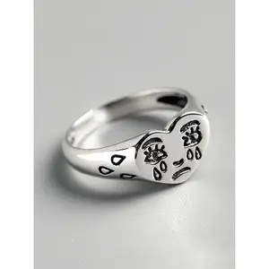 Women's Cute Heart Design Exquisite Trendy Heart Signet Ring, Vintage Trendy Retro Promise Engagement Rings, Stylish Vintage Jewelry As Birthday Gift for Women & Girls, Gifts for Wife, Vintage Rings