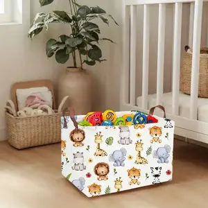 Cute Storage Basket with Handle, Decorative Animal Design Organizer, Versatile Book and Gift Basket for Home and Office, Box, Portable Storage Basket