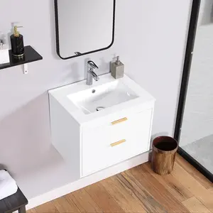 New Floating Wall Mounted Bathroom Vanity White Ceramic Sink bathroom set