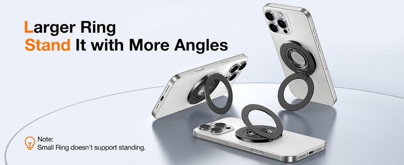 TORRAS Dual-Ring Grip Ring Holder Compatible with PopSockets MagSafe Kickstand Magnetic Easy Holding for iPhone 16/15/14/13/12/11 Pro Max, Samsung, Google