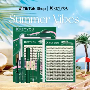 KEYYOU Spider Lash Clusters Kit  Nova Wispy Eyelash Clusters Kit Natural D Curl 8-16mm Clusters Eyelash Extension Ultra Thin Band Spider Lashes with Lash Tools for Daily Date Makeup #DealsForYouDays