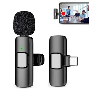 Wireless Portable lavalier microphone for iPhone and Android phones - lavalier notebook microphone for audio and video recording - clip on content creator microphone podcast Vlogging USB Rechargeable Mic USB Streaming Mic