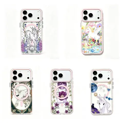 Y2K Fairycore Unicorn MagSafe Phone Case - Macaron Pastel Removable Magnetic Shockproof Plastic Casing, Vintage Coquette Aesthetic Transparent Protection for iPhone 17 ProMax/16/15/14/13/12/11 & Samsung S26-S21 Devices, Phone Accessory
