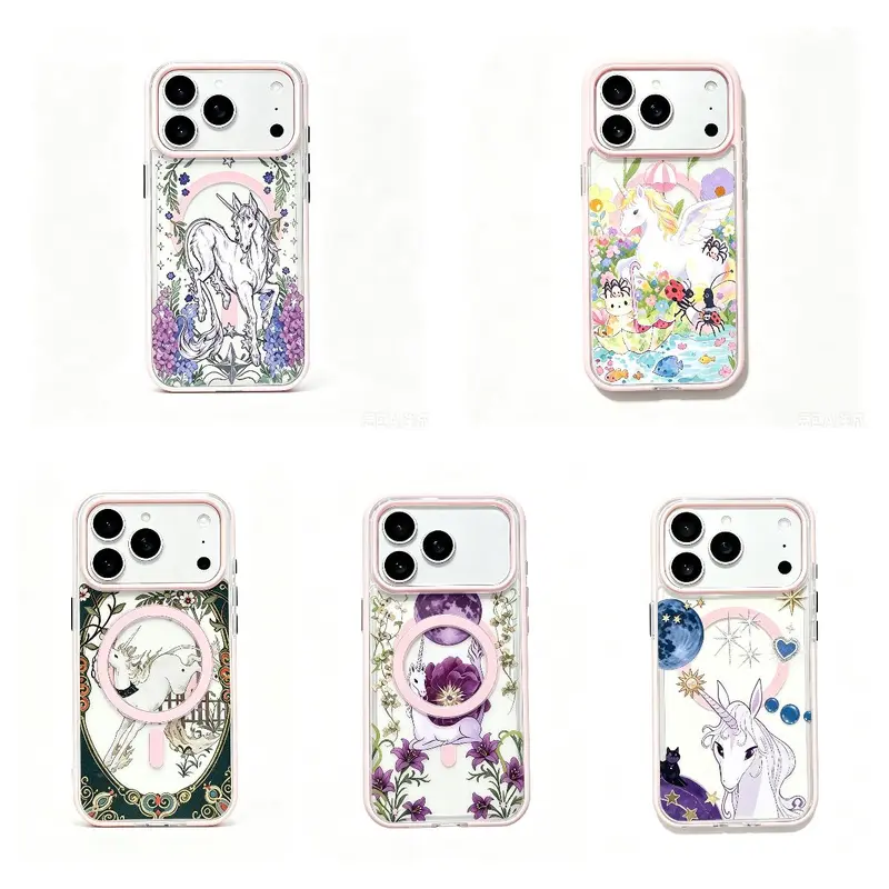 Y2K Fairycore Unicorn MagSafe Phone Case - Macaron Pastel Removable Magnetic Shockproof Plastic Casing, Vintage Coquette Aesthetic Transparent Protection for iPhone 17 ProMax/16/15/14/13/12/11 & Samsung S26-S21 Devices, Phone Accessory