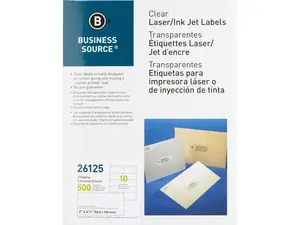 Business Source Shipping Labels Laser Permanent 2"x4-1/4" 500/PK Clear 26125