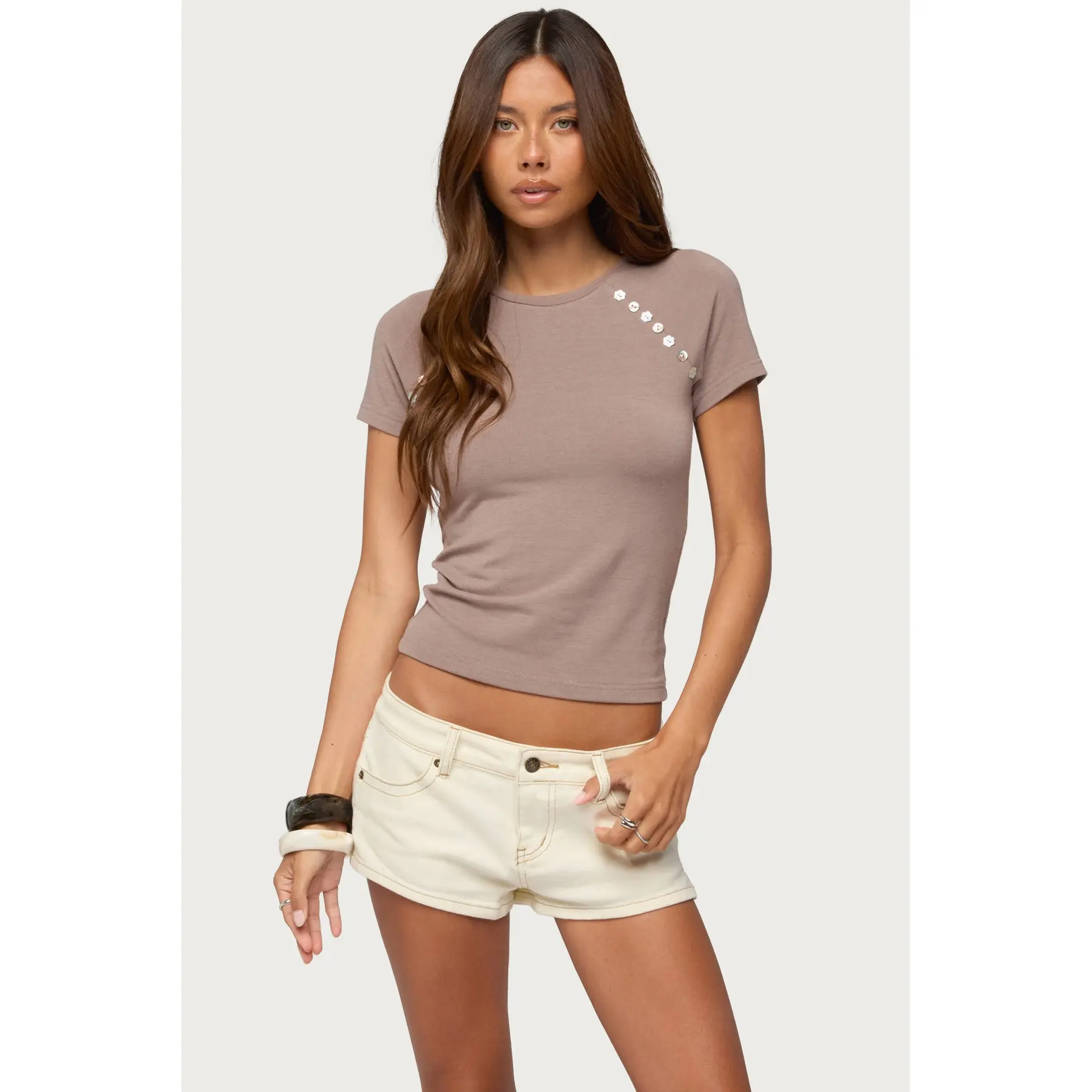 Rowan Iridescent Button Raglan T Shirt