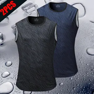 Two-Piece Zebra Print Sleeveless Tank Top Set for Summer Fitness & Casual Wear Quick-Dry Breathable Skin-Friendly Round Neck Design mens  shapewear  usa