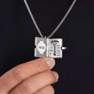 Hope And Freedom Shawshank Bible Verse Book Pendant Openable with Removable Tiny Hammer for Courage and Comfort