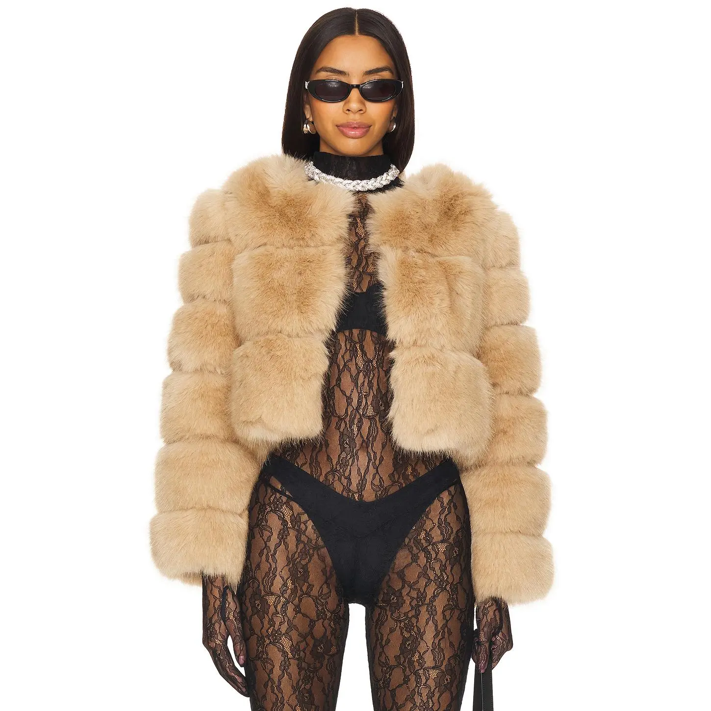 Line & Dot Liana Faux Fur Jacket in Latte Line & Dot Liana Faux Fur Jacket in Latte
