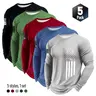 PatriotApparel Male Athletic Apparel 5-Pack Long Sleeve Crew Neck Lightweight High-Performance Sports T-Shirts - UV Protective, Quick Dry, Breathable, Anti-Odour, Plain Lining, Vintage Logo for Gym, Running (Spring & Autumn Casual),outdoorfun