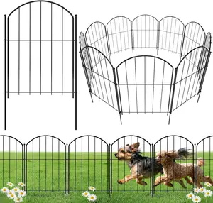 Bamworld Garden Fence Without Digging, 43 cm x 3 m, Rustproof Metal Animal Barrier, Set of 10 Arched Decorative Border Panels for Dogs, Flower Bed Edging, Garden Patio