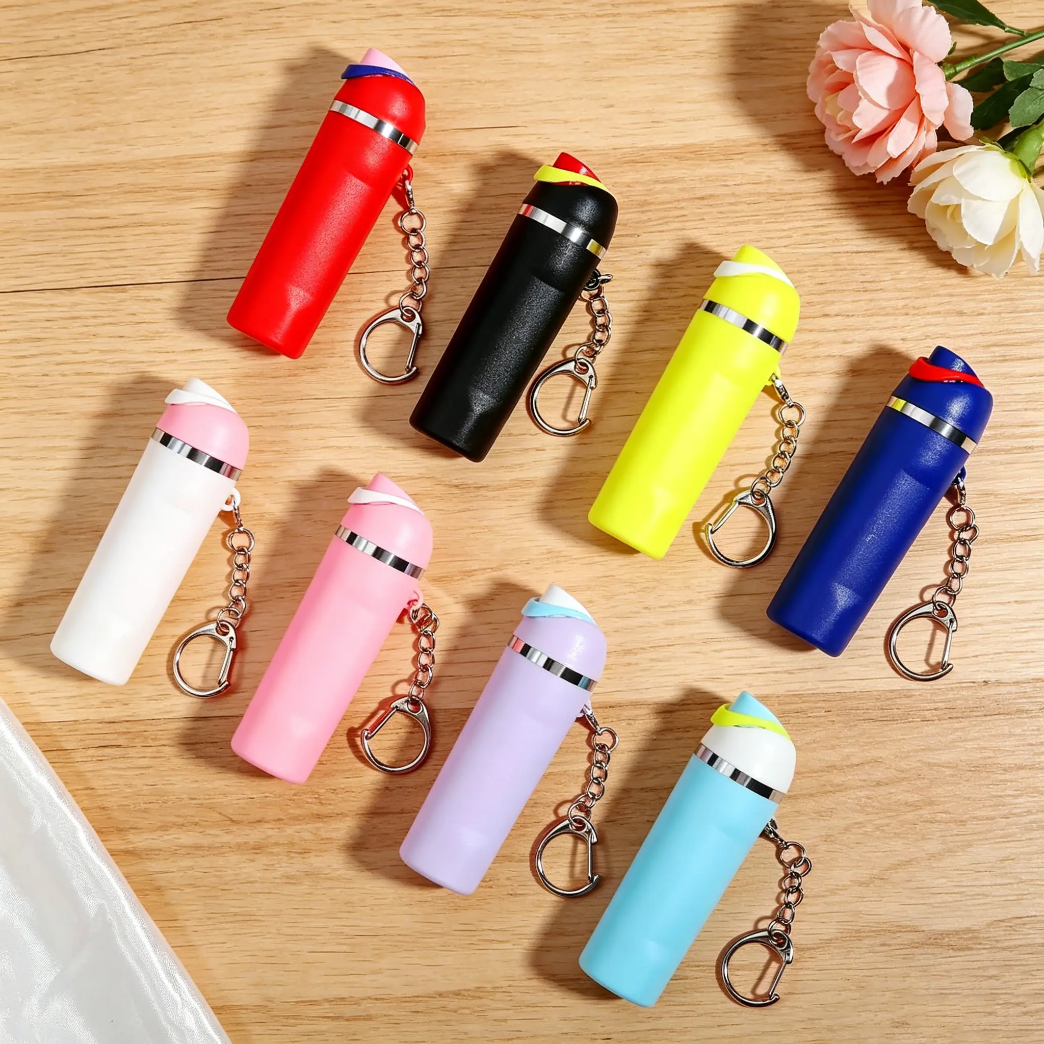 8Pcs Mini Tumbler Keychain, Cute Owala Water Bottle Accessory, Portable Chapstick Holder, Stylish Pendant for Keys Backpack Bag, Lovely Gift for Girls BFF Daily Decor