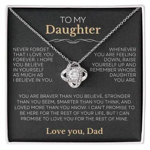 To My Daughter, Love Knot Necklace, Daddy Daughter Gift, Birthday Gift For Daughter, Gift From Dad, You are Braver