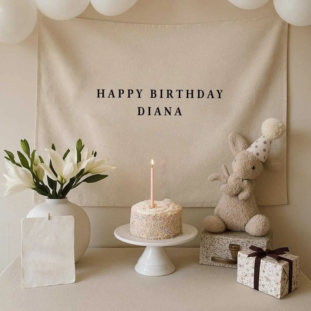 Custom Birthday Banner, Personalized Birthday Name Flag, Birthday Background Curta, Fabric Sign, Fabric Birthday Tapestry