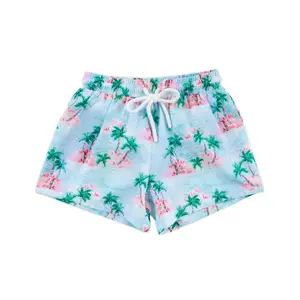 Island Palm Swim Trunks - Tropical Light Blue Boys Swimsuit