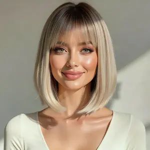 12-Inch Bob Wig Full Headpiece for Women, Natural Look, Breathable, Comfortable, Easy to Wear, Perfect for Parties and Daily Use