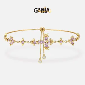 GANIA 18K Gold-Plated Iris Cross Adjustable Bracelet. Hypoallergenic skin-friendly material with enduring, delicate luster. A stylish bracelet for both men and women. An accessory expressing Christian faith, also a thoughtful personalized gift.