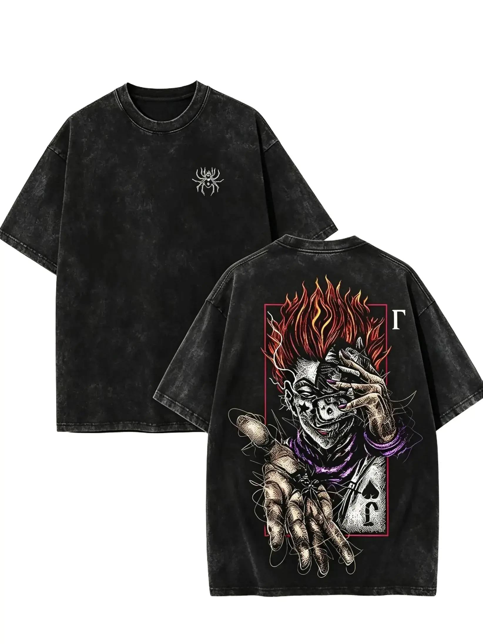 Hisoka T-Shirt - Hisoka Phantom Troupe Hunter x Hunter T-Shirt for Anime Double Printed Vintage Washed Tee Unisex Oversize Anime Manga Washed ,gift shirt,funny meme tee,men's t shirts,short sleeve,cotton graphic tees,graphic shirts,vintage shirts
