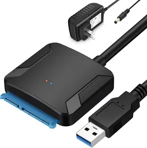 SATA to USB 3.0 Adapter with 12V 2A Power Supply for 2.5" 3.5" HDD SSD External Hard Drive Converter Cable SuperSpeed 5Gbps UASP Technology Plug & Play