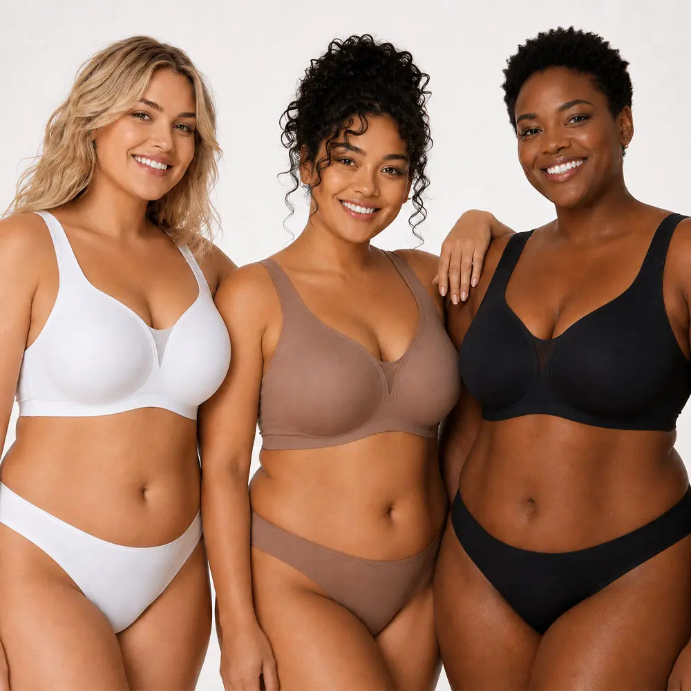 Women's Basic Seamless White Wire-Free Bra - Sexy Minimalist Breathable Mesh Bra with Adjustable Shoulder Straps, Multi-Hook Back Clasp, Soft Support for Halloween, Thanksgiving Everyday Wear