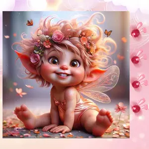 5D DIY full rhinestone round diamond painting - diamond art painting kit with fairy wings, wreath, butterflies, mosaic, canvas - DIY decorative painting, home wall decoration, suitable for Halloween and Christmas, birthday and anniversary gifts.