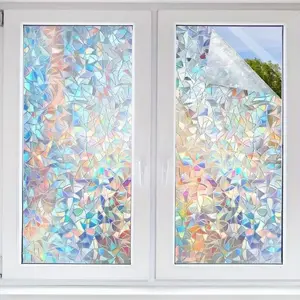 1pc Rainbow Window Privacy Film Decorative Sticker, Reusable Geometric Pattern Vinyl Window Decal, Quality Static Cling for Home & Bathroom, Sticker Decorations