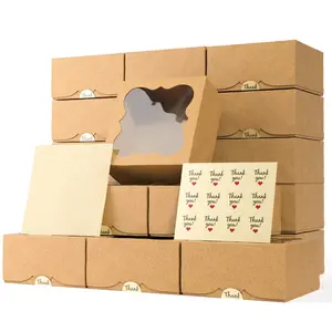 20-Pack 6x6x3 Inch Bakery Cookie Boxes with Window | Extra Thick Gift Boxes for Treats, Desserts, Cupcakes & More   Utensils