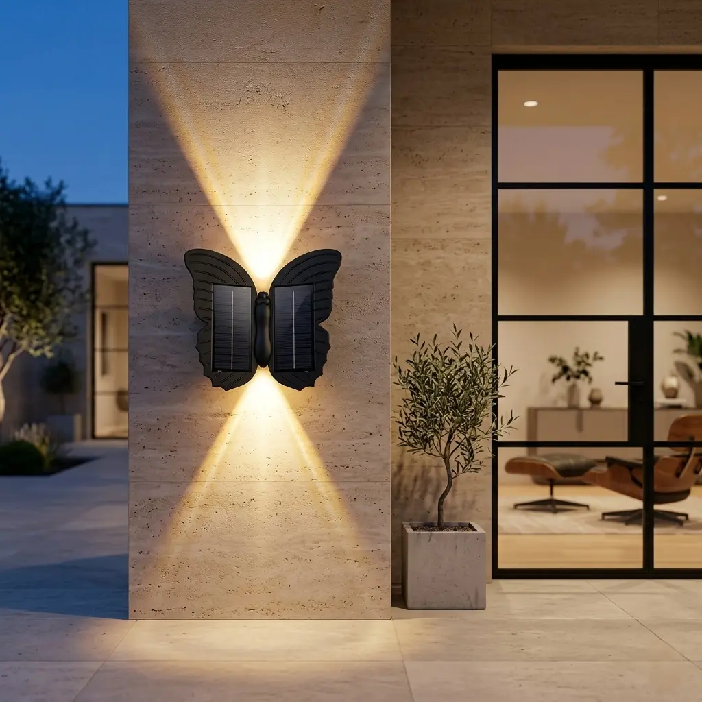 Solar-Powered Butterfly Decorative Wall Light, IP65 Waterproof Dustproof Energy-Saving Lantern, Auto On Dusk/Off Dawn Backyard Outdoor Lamp, for Garden Patio, Backyard Lights Outdoor, Outdoor Lights Lamps