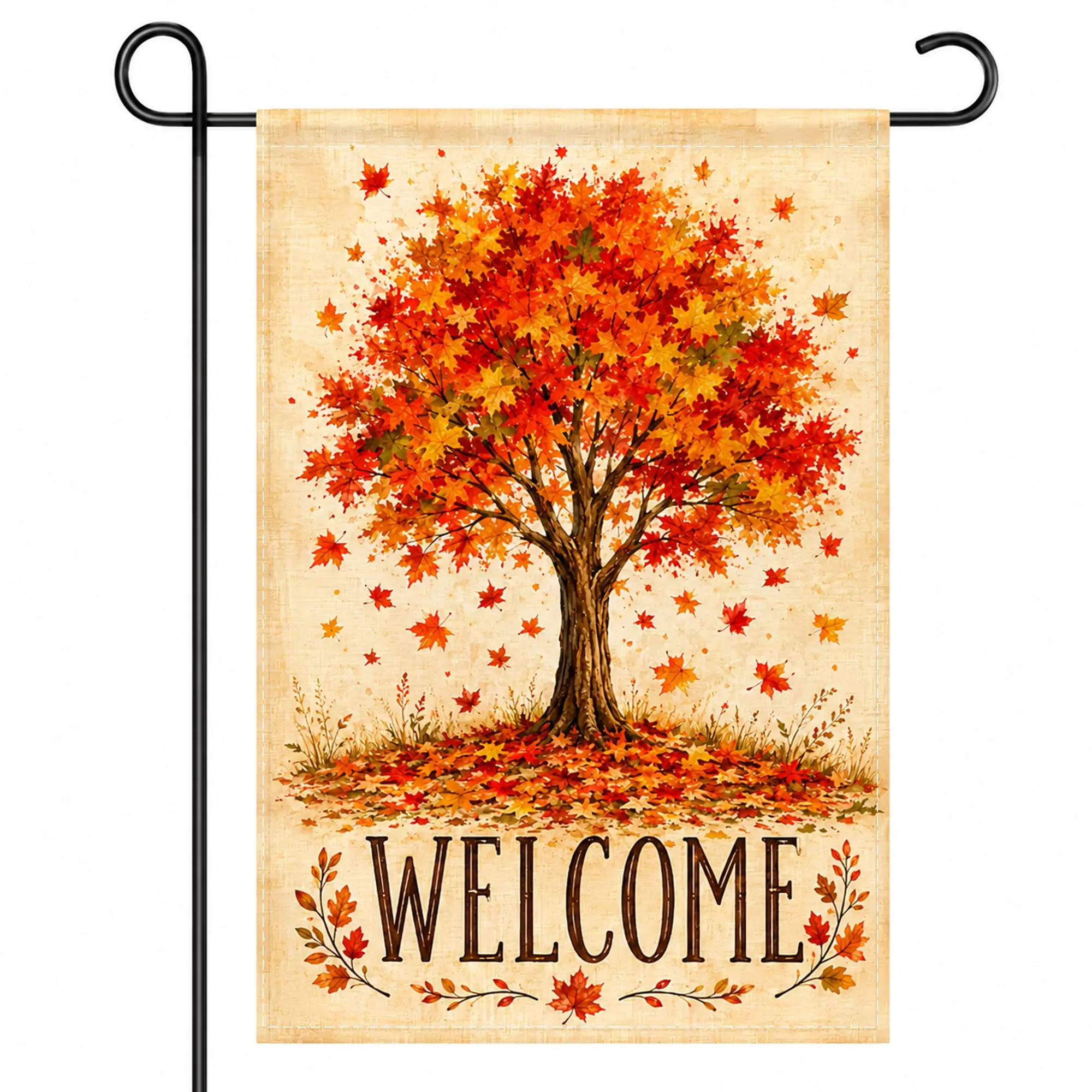 Fall Decor - Fall Maple Tree Welcome Garden Flag | Thanksgiving Decorations | Friendsgiving Decorations for Home Outdoor Outside | Double-Sided Fall Decor Party Favors Supplies for Porch Patio Lawn Yard