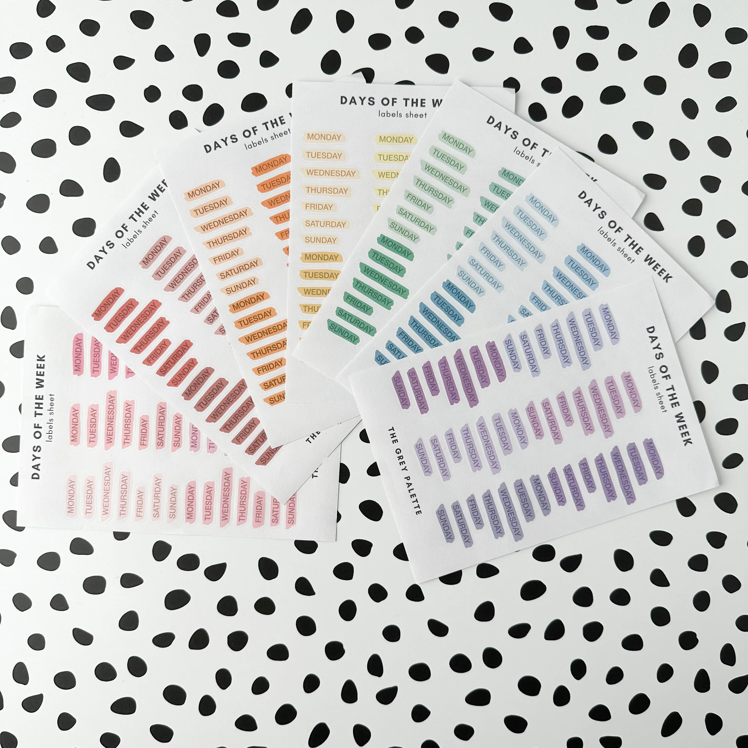 Colorful Days of the Week Planner Sticker Sheets