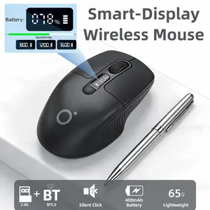 Experience It First! Brand New Smart Wireless Mouse, LED Intelligent Screen Shows Battery & Sensitivity, BT/2.4G Dual-Mode Silent, Rechargeable Mini Portable Mouse, Must-Have for Office, Gaming & Travel!