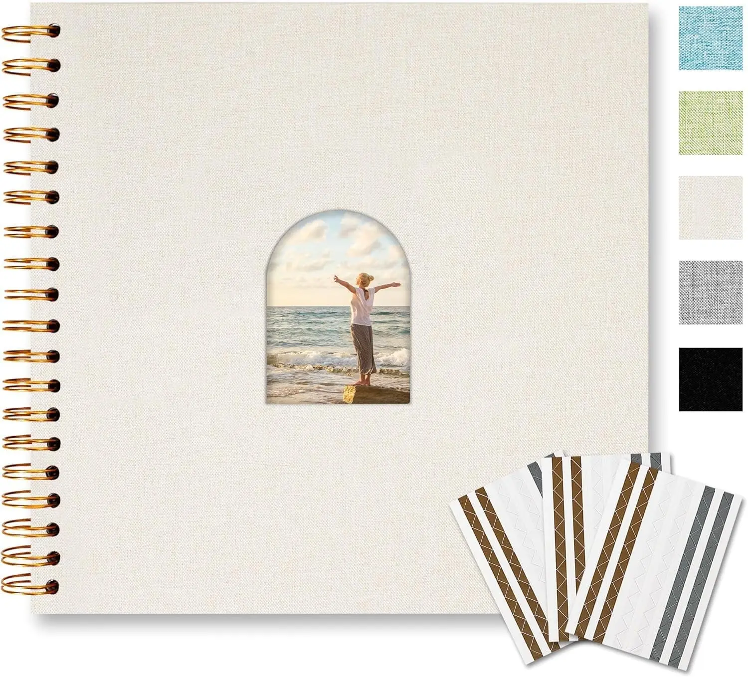 Scrapbook Album,40 Pages,10x10 Inch,Beige | Linen Arch Window,Personalized DIY Photo Album – Wedding,Baby Shower,Anniversary,Travel,Keepsake Gift