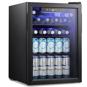 Electactic 100 Can Beverage Refigerator/Mini Wine Cellar Fridge for Soda Beer or wine,Small Drink Dispenser, For Office or home,Freestanding，2.6 Cu. Ft.black wine  cooler