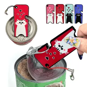 Mom's Gift,Minican Opener,Cartoon cat design, Unique birthday present gifts - Drink can tab opener help for long nails, sore hands protector long nail easy opening colorful drink Kitchen Utensils Detachable Portable Red