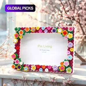 Floral Bouquet 6 Inch Building Block Photo Frame, Rectangular Frame, Creative Handmade Puzzle Frame, Wall Hanging, Summer Bloom Design #GLOBAL PICKS
