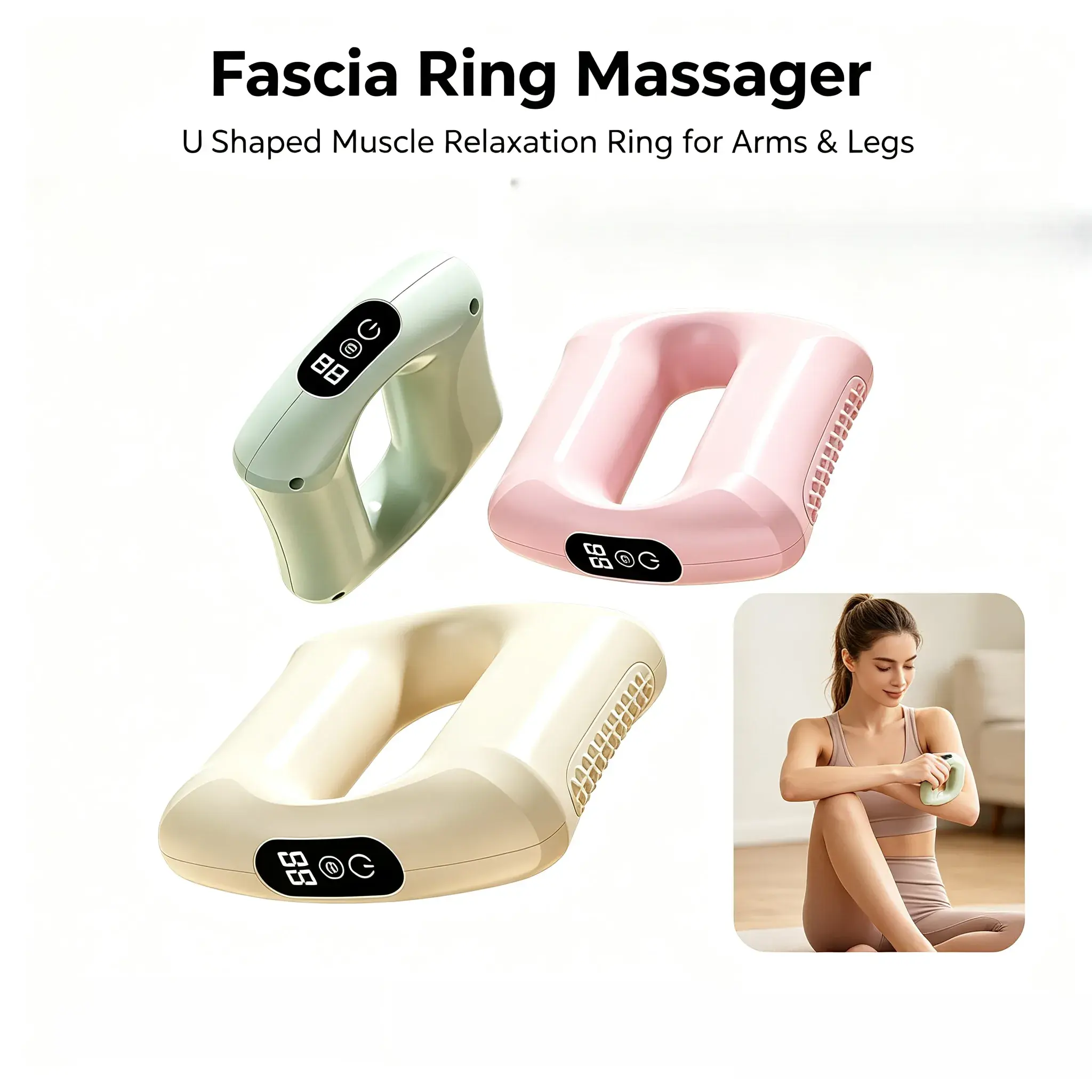 Unisex Mini Vibrating Fascia Ring Massage Device - Battery Powered Fitness Training Aid with Adjustable Strap Fit, Hands-Free, Portable Rechargeable for Deep Tissue Back & Shoulder Relief, Fascia-Targeted Vibs
