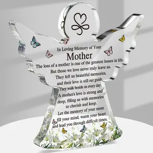 Angel & Red Cardinal Acrylic Memorial Gift – Sympathy Keepsake for Loss of Loved One, Remembrance Gift for Mom, Dad, or Friend