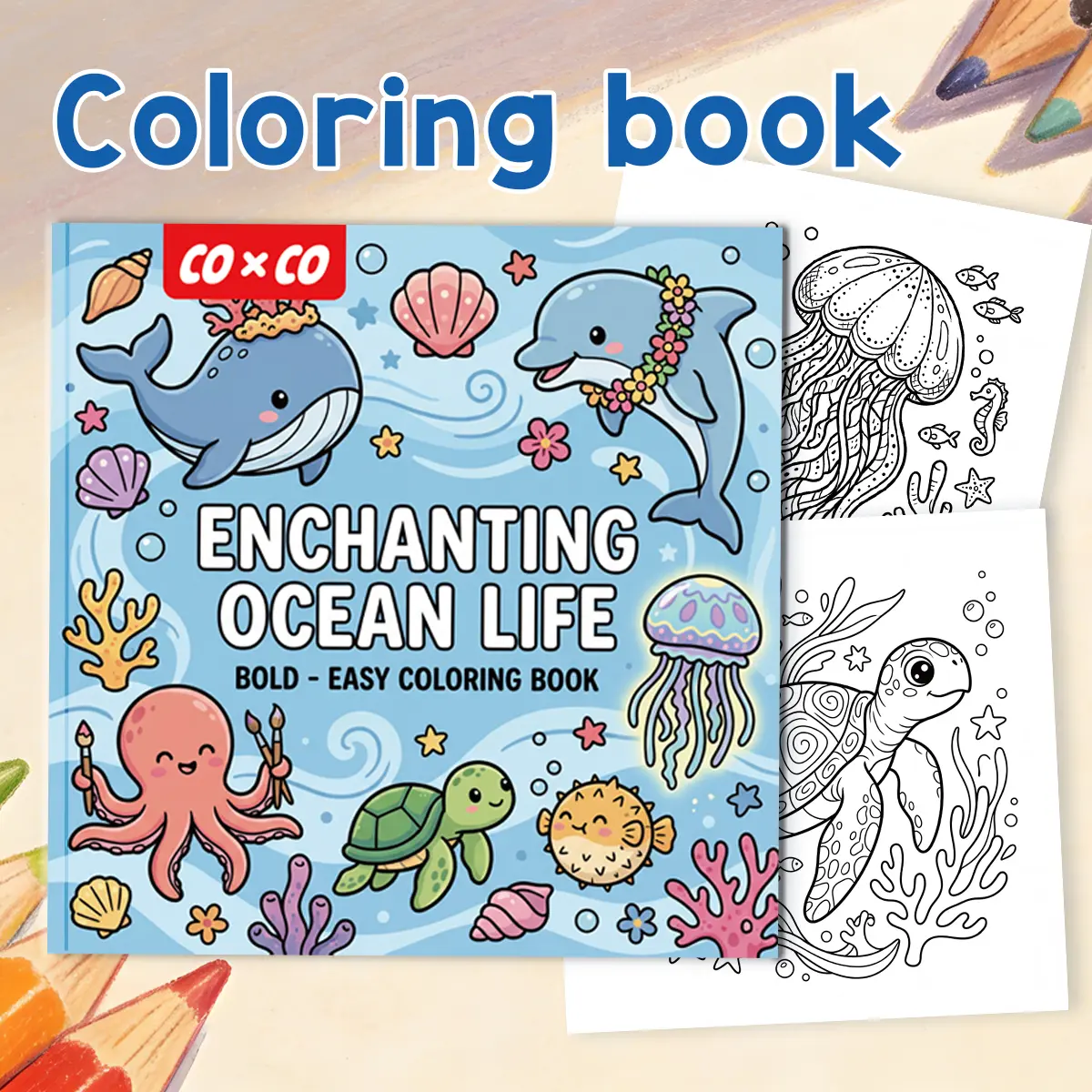 Enchanting Ocean Life Arts and Crafts Activity Sheets, 21cm Marine Creature Drawing-Pigment Filling Pages, Office Art Supplies for Teens to Unleash Creativity coloring doodle
