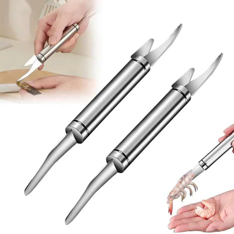 2PC Stainless Steel Shrimp Deveiner Tool, Portable Efficient Peeler & Cleaner Knife for Easy Shrimp Prep (Home & Festive Party Supplies)