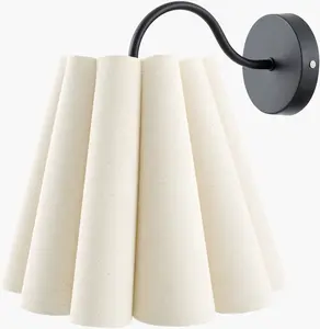 Rich Light Gray Traditional Wall Sconce with linen details for hallway or bedroom lighting