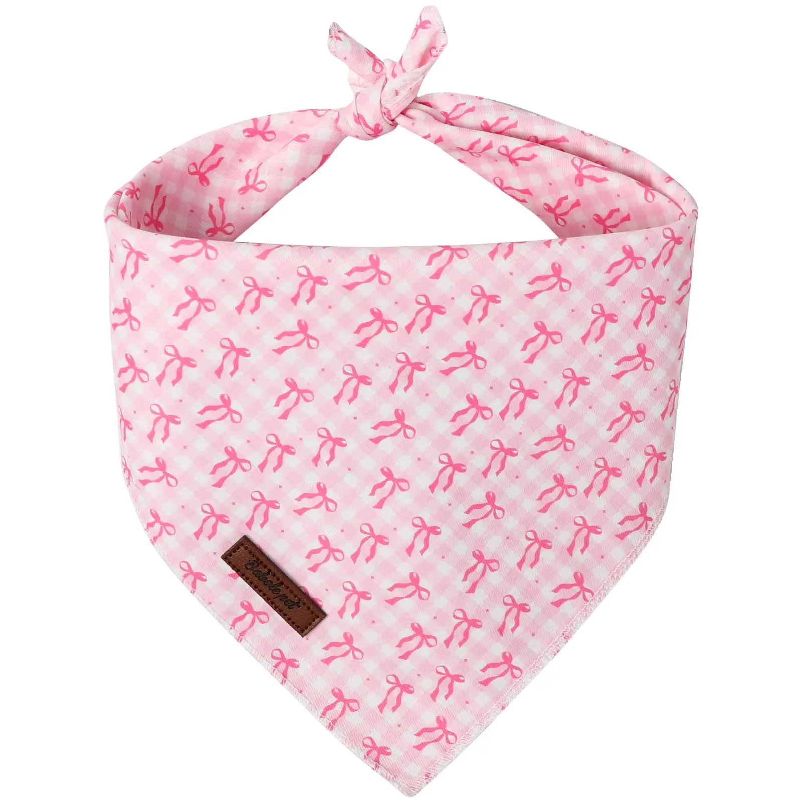 Bow Dog Bandana — Soft Pink Neck Scarf for Dogs & Cats, Cute Spring Pet Bib for Daily Wear & Photos