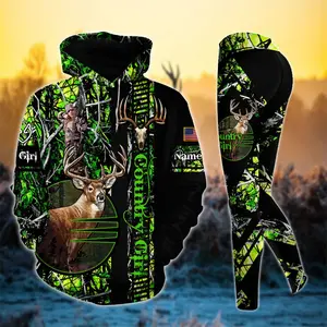 Premium Deer Hunting Skull Pattern Country Girl Personalized 3D Style 9 Combo Hoodie & Legging Set – Custom Hunting Outfit for Women, Outdoor Camo Apparel Gift